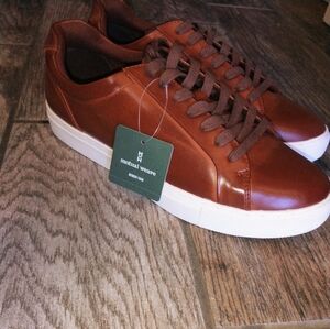 Brown Leather Sneakers with White Sole